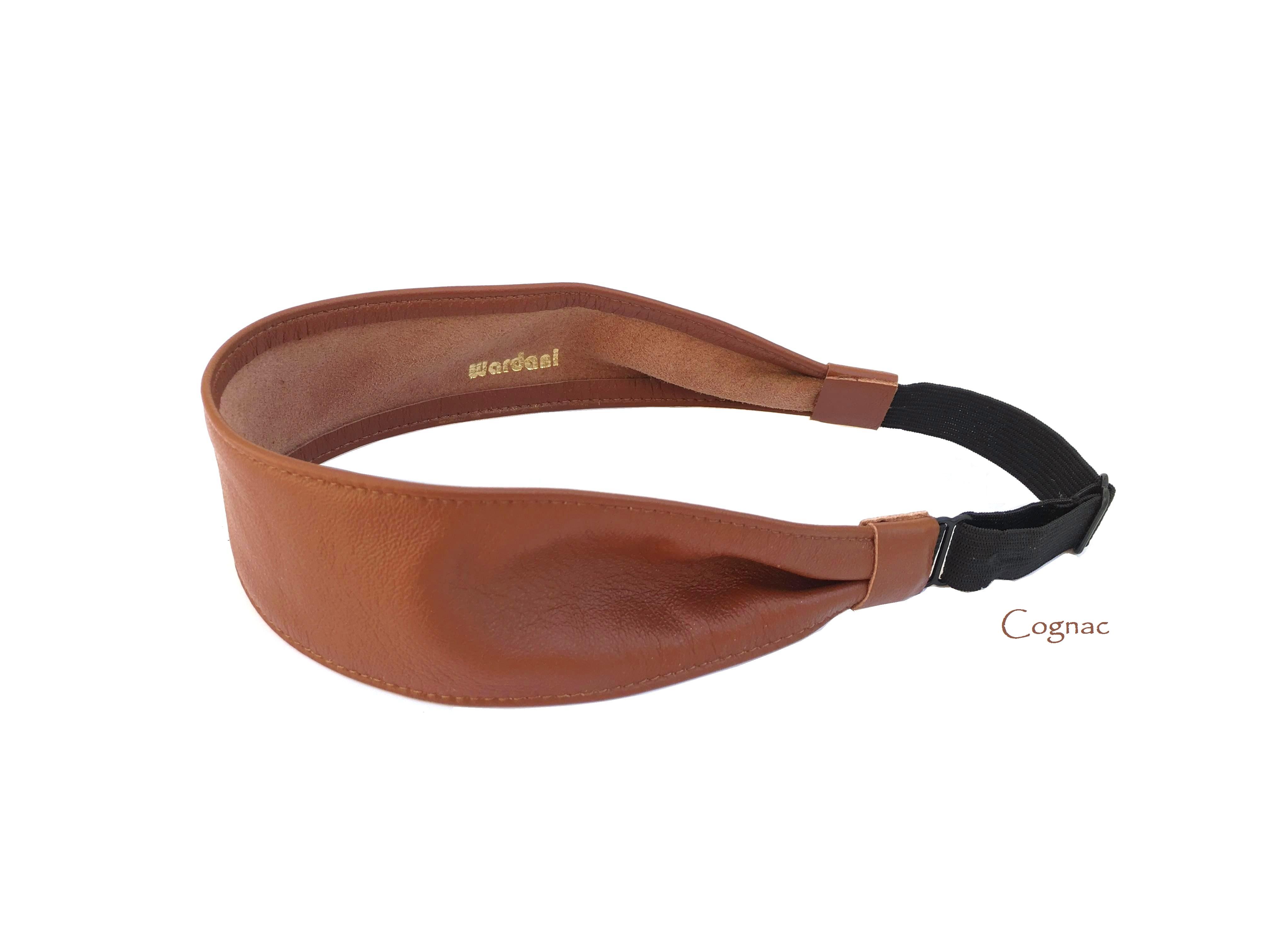 Wardani , 2″ wide, leather Wardani Adjustable lambskin Italian elastic, Accessories handmade NYC – soft in with headband
